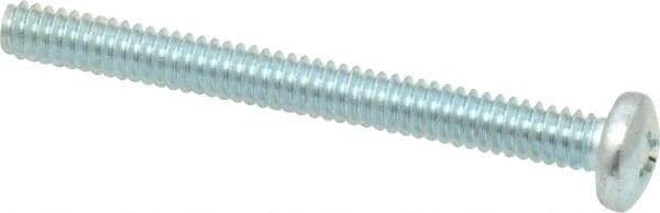 Value Collection - #10-24 UNC, 2" Length Under Head Phillips Drive Machine Screw - Pan Head, Grade 2 Steel, Zinc-Plated Finish, Without Washer - Exact Tool & Supply