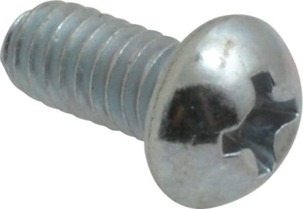 Value Collection - #8-32 UNC, 3/8" Length Under Head Phillips Drive Machine Screw - Round Head, Grade 2 Steel, Zinc-Plated Finish, Without Washer - Exact Tool & Supply