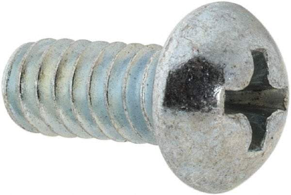 Value Collection - #10-24 UNC, 7/16" Length Under Head Phillips Drive Machine Screw - Round Head, Grade 2 Steel, Zinc-Plated Finish, Without Washer - Exact Tool & Supply