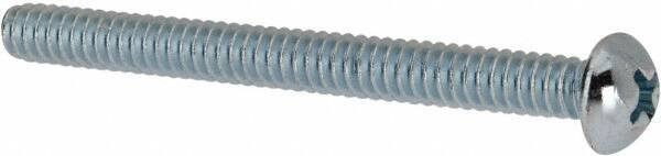 Value Collection - #10-24 UNC, 2" Length Under Head Phillips Drive Machine Screw - Round Head, Grade 2 Steel, Zinc-Plated Finish, Without Washer - Exact Tool & Supply