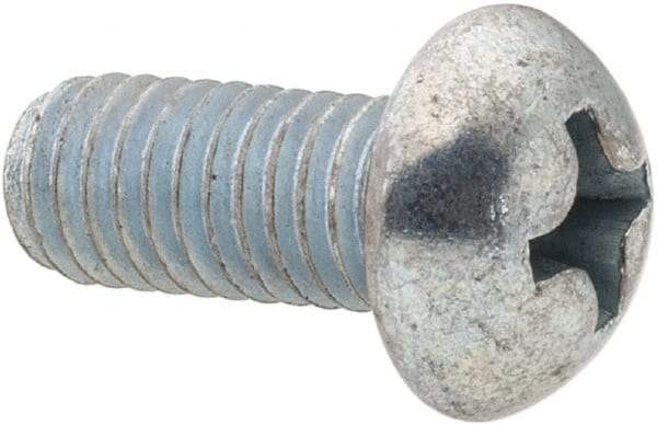 Value Collection - #10-32 UNF, 7/16" Length Under Head Phillips Drive Machine Screw - Round Head, Grade 2 Steel, Zinc-Plated Finish, Without Washer - Exact Tool & Supply