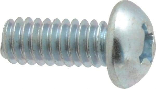 Value Collection - 1/4-20 UNC, 5/8" Length Under Head Phillips Drive Machine Screw - Round Head, Grade 2 Steel, Zinc-Plated Finish, Without Washer - Exact Tool & Supply