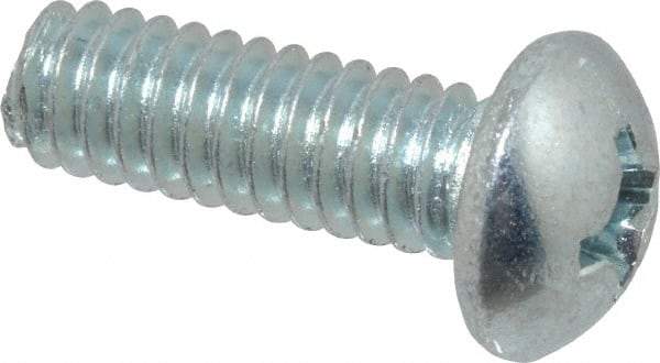 Value Collection - 1/4-20 UNC, 3/4" Length Under Head Phillips Drive Machine Screw - Round Head, Grade 2 Steel, Zinc-Plated Finish, Without Washer - Exact Tool & Supply