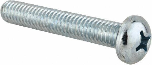 Value Collection - 5/16-18 UNC, 2" Length Under Head Phillips Drive Machine Screw - Round Head, Grade 2 Steel, Zinc-Plated Finish, Without Washer - Exact Tool & Supply