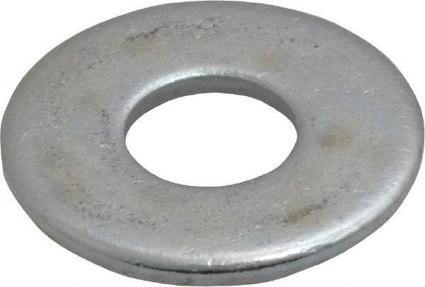 Value Collection - 7/16" Screw, Steel USS Flat Washer - 1/2" ID x 1-1/4" OD, 0.0781" Thick, Zinc-Plated Finish - Exact Tool & Supply