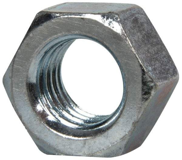 Value Collection - 1/2-13 UNC Steel Right Hand Hex Nut - 3/4" Across Flats, 7/16" High, Zinc-Plated Finish - Exact Tool & Supply
