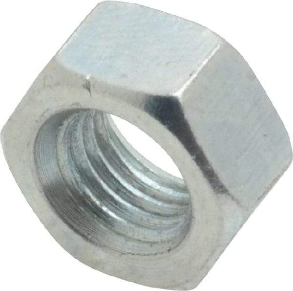 Value Collection - 5/16-24 UNF Steel Right Hand Hex Nut - 1/2" Across Flats, 0.2656" High, Zinc-Plated Finish - Exact Tool & Supply