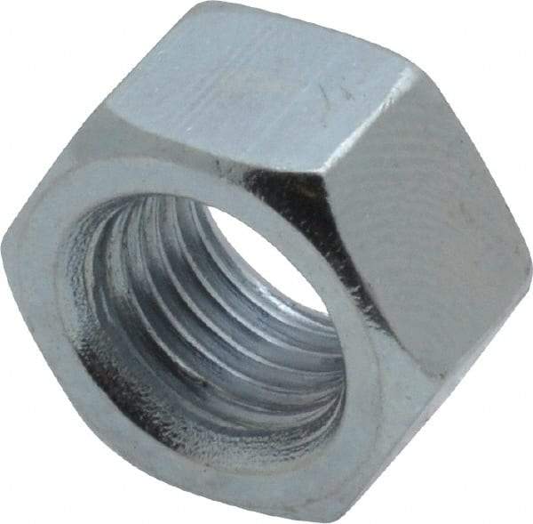 Value Collection - 3/8-24 UNF Steel Right Hand Hex Nut - 9/16" Across Flats, 0.3281" High, Zinc-Plated Finish - Exact Tool & Supply