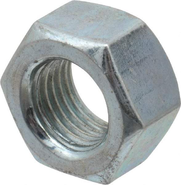 Value Collection - 7/16-20 UNF Steel Right Hand Hex Nut - 11/16" Across Flats, 3/8" High, Zinc-Plated Finish - Exact Tool & Supply