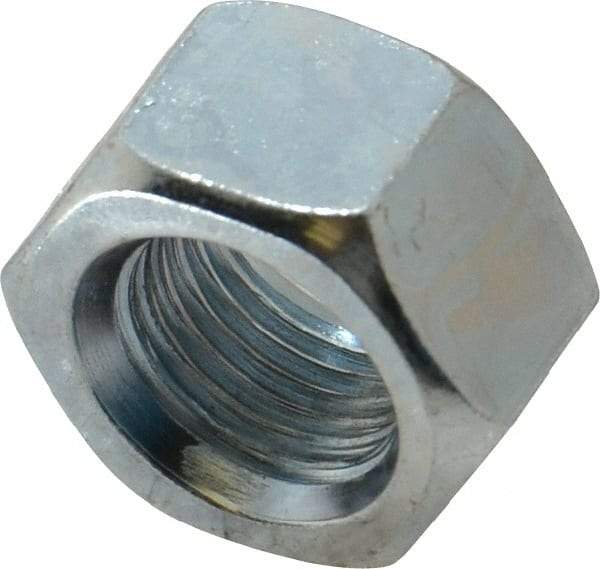 Value Collection - 1/2-20 UNF Steel Right Hand Hex Nut - 3/4" Across Flats, 7/16" High, Zinc-Plated Finish - Exact Tool & Supply