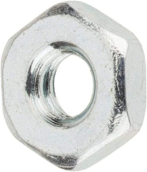Value Collection - #10-24 UNC Steel Right Hand Machine Screw Hex Nut - 3/8" Across Flats, 1/8" High, Zinc-Plated Finish - Exact Tool & Supply