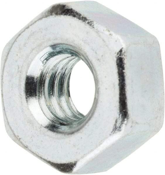 Value Collection - 1/4-20 UNC Steel Right Hand Heavy Hex Nut - 1/2" Across Flats, 0.2344" High, Zinc-Plated Finish - Exact Tool & Supply