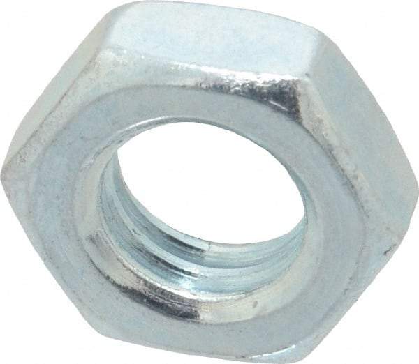 Value Collection - 7/16-14 UNC Steel Right Hand Hex Jam Nut - 11/16" Across Flats, 1/4" High, Zinc-Plated Finish - Exact Tool & Supply