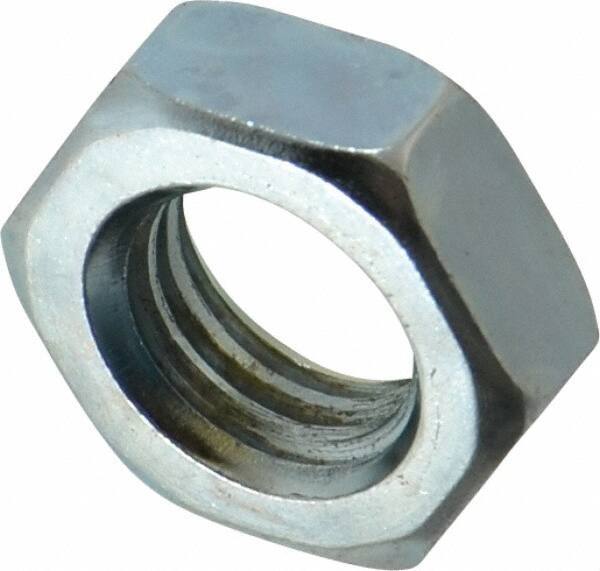 Value Collection - 9/16-12 UNC Steel Right Hand Hex Jam Nut - 7/16" Across Flats, 5/16" High, Zinc-Plated Finish - Exact Tool & Supply