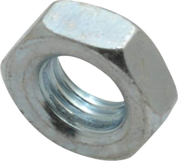 Value Collection - 5/16-24 UNF Steel Right Hand Hex Jam Nut - 1/2" Across Flats, 3/16" High, Zinc-Plated Finish - Exact Tool & Supply