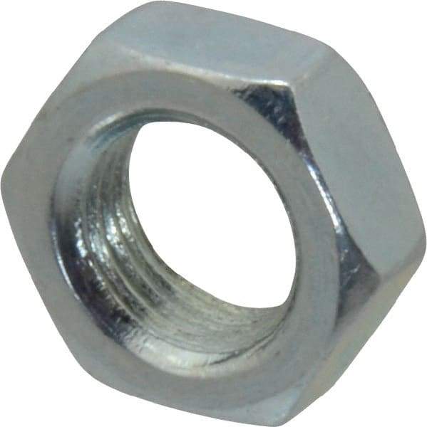 Value Collection - 3/8-24 UNF Steel Right Hand Hex Jam Nut - 9/16" Across Flats, 0.2188" High, Zinc-Plated Finish - Exact Tool & Supply