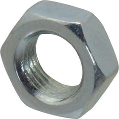 Value Collection - 3/8-24 UNF Steel Right Hand Hex Jam Nut - 9/16" Across Flats, 0.2188" High, Zinc-Plated Finish - Exact Tool & Supply