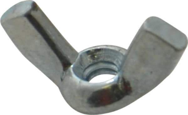 Value Collection - #6-32 UNC, Zinc Plated, Steel Standard Wing Nut - 0.72" Wing Span, 0.41" Wing Span - Exact Tool & Supply