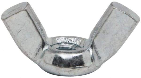 Value Collection - #10-24 UNC, Zinc Plated, Steel Standard Wing Nut - 0.91" Wing Span, 0.47" Wing Span - Exact Tool & Supply
