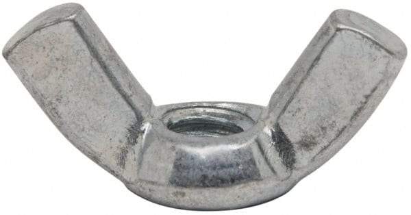 Value Collection - 1/4-20 UNC, Zinc Plated, Steel Standard Wing Nut - 1.1" Wing Span, 0.57" Wing Span - Exact Tool & Supply