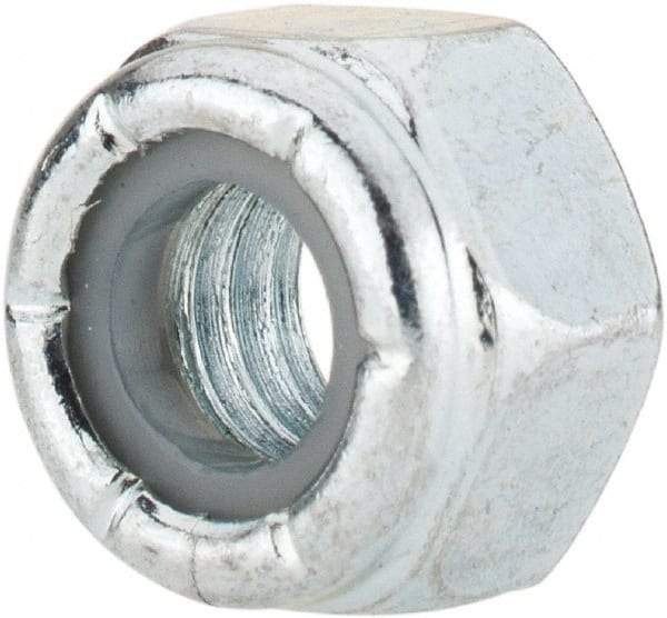 Value Collection - 5/16-18 UNC Grade 2 Hex Lock Nut with Nylon Insert - 1/2" Width Across Flats, 23/64" High, Zinc-Plated Finish - Exact Tool & Supply