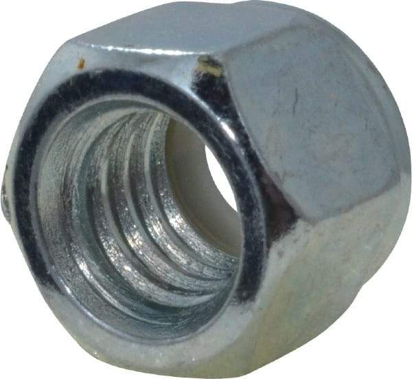 Value Collection - 3/8-16 UNC Grade 2 Hex Lock Nut with Nylon Insert - 9/16" Width Across Flats, 15/32" High, Zinc-Plated Finish - Exact Tool & Supply