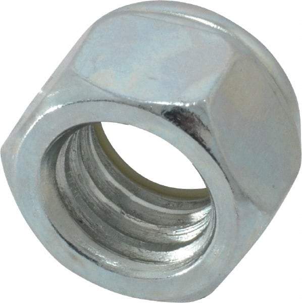 Value Collection - 7/16-14 UNC Grade 2 Hex Lock Nut with Nylon Insert - 11/16" Width Across Flats, 15/32" High, Zinc-Plated Finish - Exact Tool & Supply