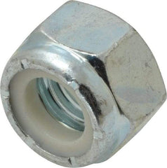 Value Collection - 9/16-12 UNC Grade 2 Hex Lock Nut with Nylon Insert - 7/8" Width Across Flats, 5/8" High, Zinc-Plated Finish - Exact Tool & Supply