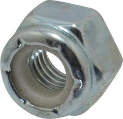 Value Collection - 1/4-28 UNF Grade 2 Hex Lock Nut with Nylon Insert - 7/16" Width Across Flats, 19/64" High, Zinc-Plated Finish - Exact Tool & Supply