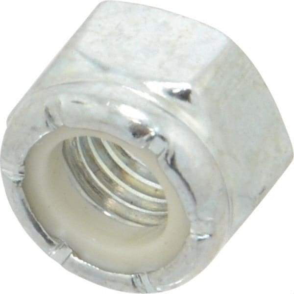 Value Collection - 5/16-24 UNF Grade 2 Hex Lock Nut with Nylon Insert - 1/2" Width Across Flats, 23/64" High, Zinc-Plated Finish - Exact Tool & Supply