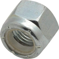 Value Collection - 3/8-24 UNF Grade 2 Hex Lock Nut with Nylon Insert - 9/16" Width Across Flats, 15/32" High, Zinc-Plated Finish - Exact Tool & Supply