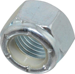 Value Collection - 7/16-20 UNF Grade 2 Hex Lock Nut with Nylon Insert - 5/8" Width Across Flats, 15/32" High, Zinc-Plated Finish - Exact Tool & Supply