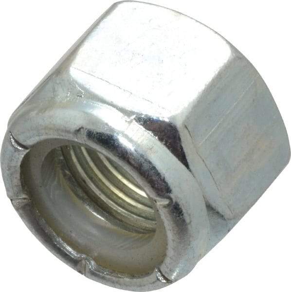Value Collection - 1/2-20 UNF Grade 2 Hex Lock Nut with Nylon Insert - 3/4" Width Across Flats, 39/64" High, Zinc-Plated Finish - Exact Tool & Supply