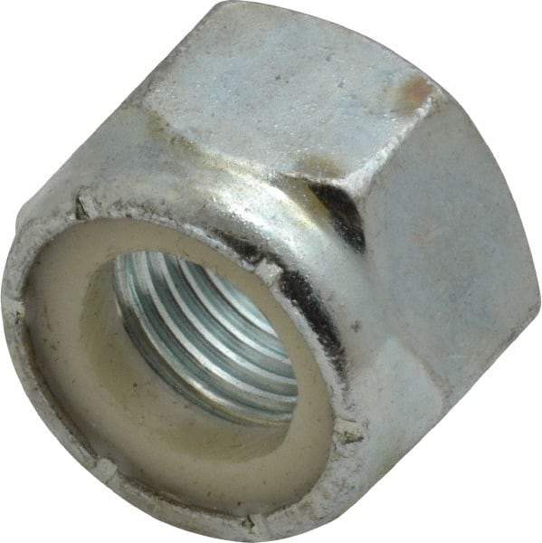 Value Collection - 9/16-18 UNF Grade 2 Hex Lock Nut with Nylon Insert - 7/8" Width Across Flats, 5/8" High, Zinc-Plated Finish - Exact Tool & Supply