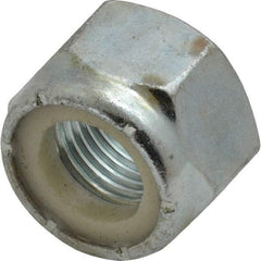 Value Collection - 9/16-18 UNF Grade 2 Hex Lock Nut with Nylon Insert - 7/8" Width Across Flats, 5/8" High, Zinc-Plated Finish - Exact Tool & Supply