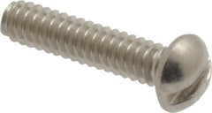 Value Collection - #4-40 UNC, 1/2" Length Under Head Slotted Drive Machine Screw - Round Head, Grade 18-8 Stainless Steel, Uncoated, Without Washer - Exact Tool & Supply