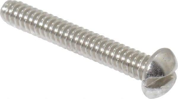 Value Collection - #4-40 UNC, 3/4" Length Under Head Slotted Drive Machine Screw - Round Head, Grade 18-8 Stainless Steel, Uncoated, Without Washer - Exact Tool & Supply