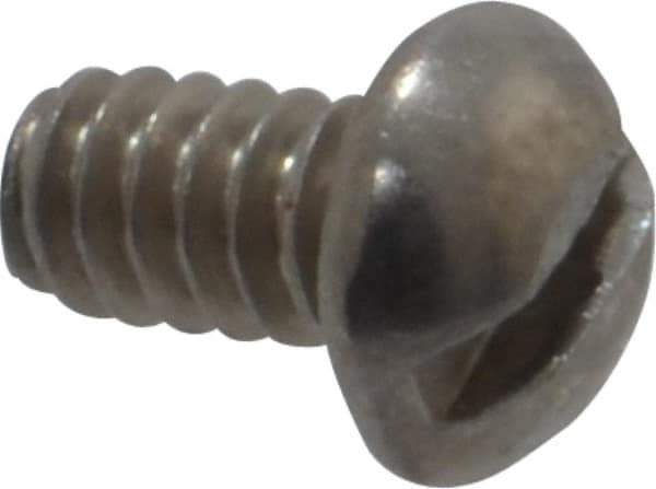 Value Collection - #6-32 UNC, 1/4" Length Under Head Slotted Drive Machine Screw - Round Head, Grade 18-8 Stainless Steel, Uncoated, Without Washer - Exact Tool & Supply