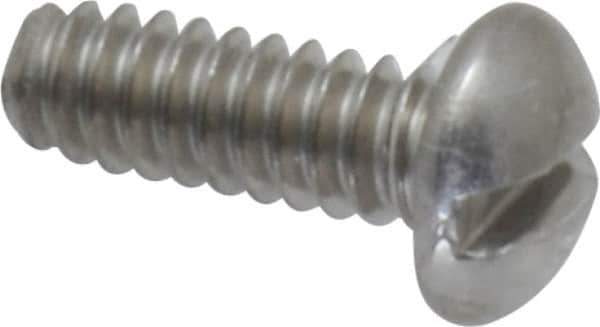 Value Collection - #6-32 UNC, 3/8" Length Under Head Slotted Drive Machine Screw - Round Head, Grade 18-8 Stainless Steel, Uncoated, Without Washer - Exact Tool & Supply