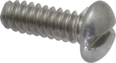 Value Collection - #6-32 UNC, 3/8" Length Under Head Slotted Drive Machine Screw - Round Head, Grade 18-8 Stainless Steel, Uncoated, Without Washer - Exact Tool & Supply