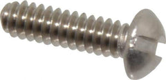 Value Collection - #6-32 UNC, 1/2" Length Under Head Slotted Drive Machine Screw - Round Head, Grade 18-8 Stainless Steel, Uncoated, Without Washer - Exact Tool & Supply