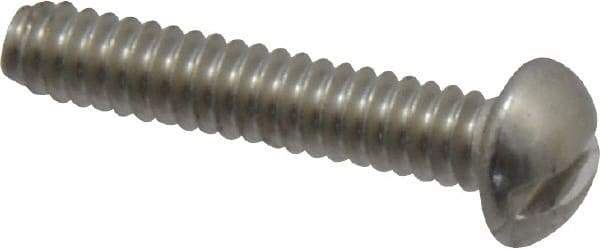 Value Collection - #6-32 UNC, 3/4" Length Under Head Slotted Drive Machine Screw - Round Head, Grade 18-8 Stainless Steel, Uncoated, Without Washer - Exact Tool & Supply