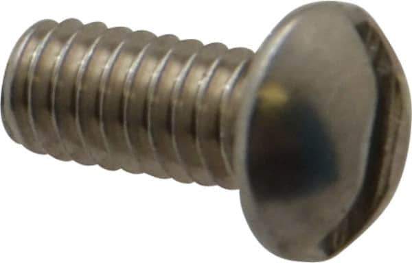 Value Collection - #8-32 UNC, 3/8" Length Under Head Slotted Drive Machine Screw - Round Head, Grade 18-8 Stainless Steel, Uncoated, Without Washer - Exact Tool & Supply