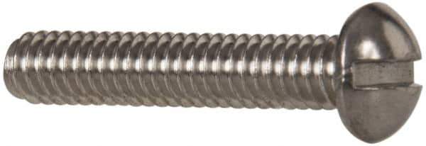 Value Collection - #8-32 UNC, 7/8" Length Under Head Slotted Drive Machine Screw - Round Head, Grade 18-8 Stainless Steel, Uncoated, Without Washer - Exact Tool & Supply