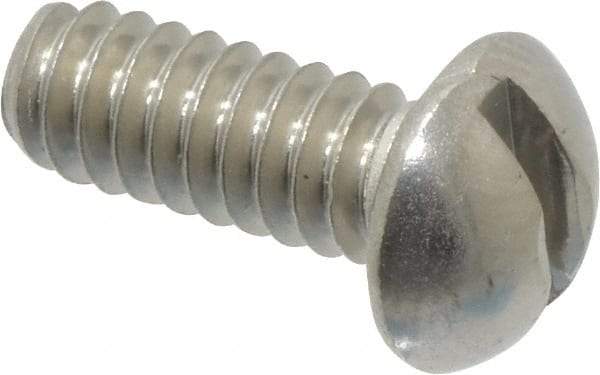 Value Collection - #10-24 UNC, 1/2" Length Under Head Slotted Drive Machine Screw - Round Head, Grade 18-8 Stainless Steel, Uncoated, Without Washer - Exact Tool & Supply