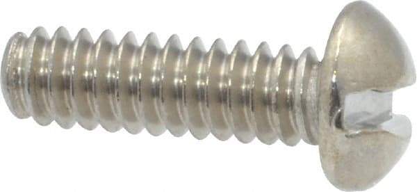 Value Collection - #10-24 UNC, 5/8" Length Under Head Slotted Drive Machine Screw - Round Head, Grade 18-8 Stainless Steel, Uncoated, Without Washer - Exact Tool & Supply
