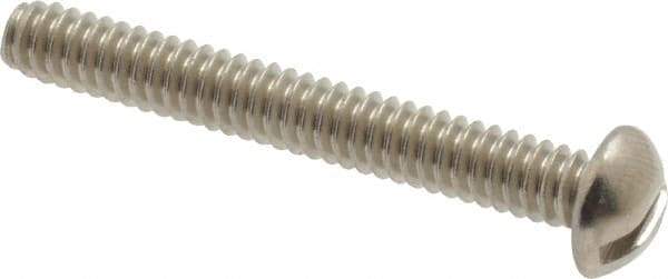 Value Collection - #10-24 UNC, 1-1/2" Length Under Head Slotted Drive Machine Screw - Round Head, Grade 18-8 Stainless Steel, Uncoated, Without Washer - Exact Tool & Supply