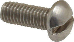 Value Collection - #10-32 UNF, 1/2" Length Under Head Slotted Drive Machine Screw - Round Head, Grade 18-8 Stainless Steel, Uncoated, Without Washer - Exact Tool & Supply