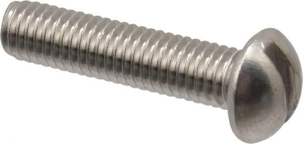 Value Collection - #10-32 UNF, 7/8" Length Under Head Slotted Drive Machine Screw - Round Head, Grade 18-8 Stainless Steel, Uncoated, Without Washer - Exact Tool & Supply
