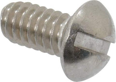 Value Collection - 1/4-20 UNC, 1/2" Length Under Head Slotted Drive Machine Screw - Round Head, Grade 18-8 Stainless Steel, Uncoated, Without Washer - Exact Tool & Supply